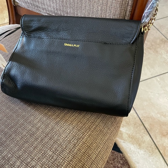 Emma Fox Leather Black and Shimmer Gold Crossbody NWT 10 X 6.5 - Picture 8 of 15